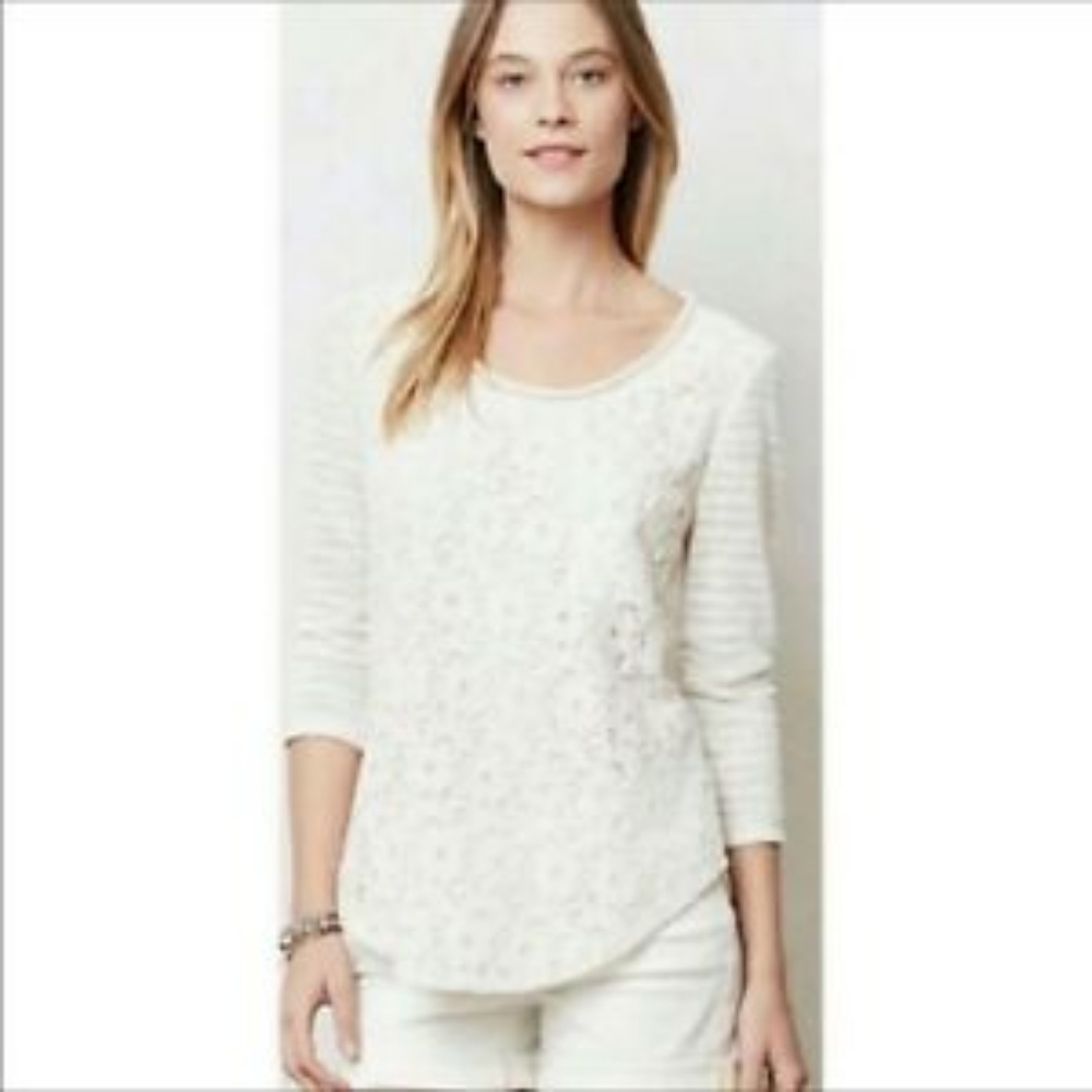 - Anthropologie One September white eyelet floral lace blouse small